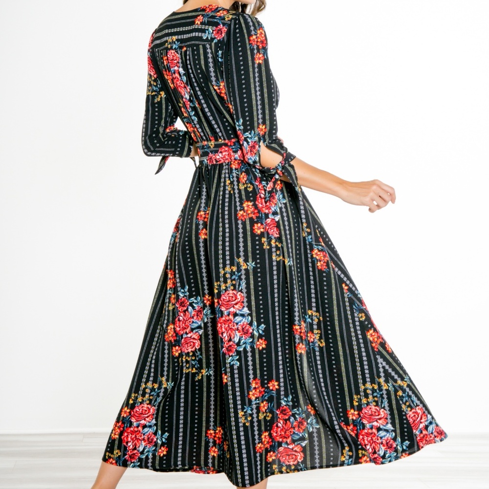 NWT Quarter Tie Sleeves Maxi Dress MADE IN USA - Picture 5 of 8